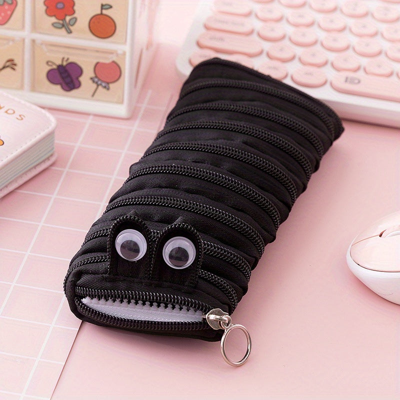 Cute Caterpillar Pencil Case with Large Capacity for Students and Makeup Storage