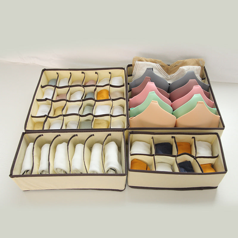 24-Compartment Foldable Storage Organizer for Socks and Underwear Soft Canvas Closet Organizer