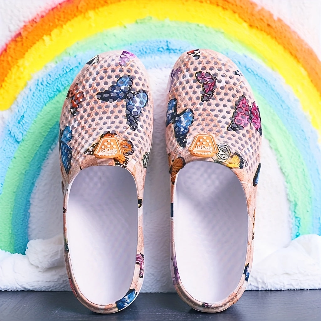 Women's Breathable Butterfly Print Summer Shoes Lightweight EVA Casual Footwear