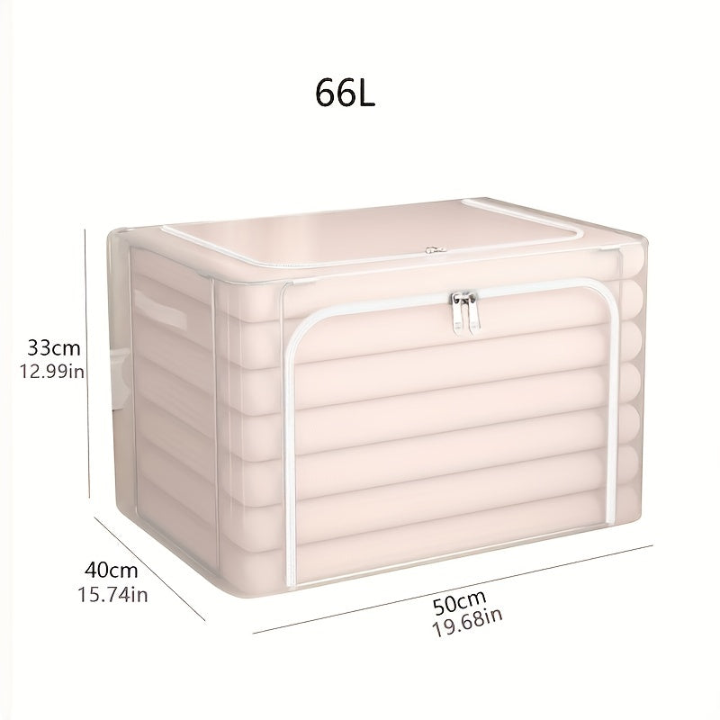 Large Capacity Clothes Storage Box with Steel Frame Waterproof Foldable Organizer for Seasonal Items