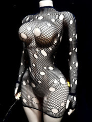 Women's Fishnet Cover Up for Beachwear or Swimsuit Hollow Out Long Sleeve Bodycon