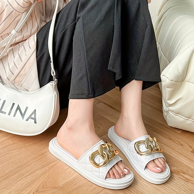 Women's Quilted Slip-On Slides Casual Soft Sole Beach Sandals