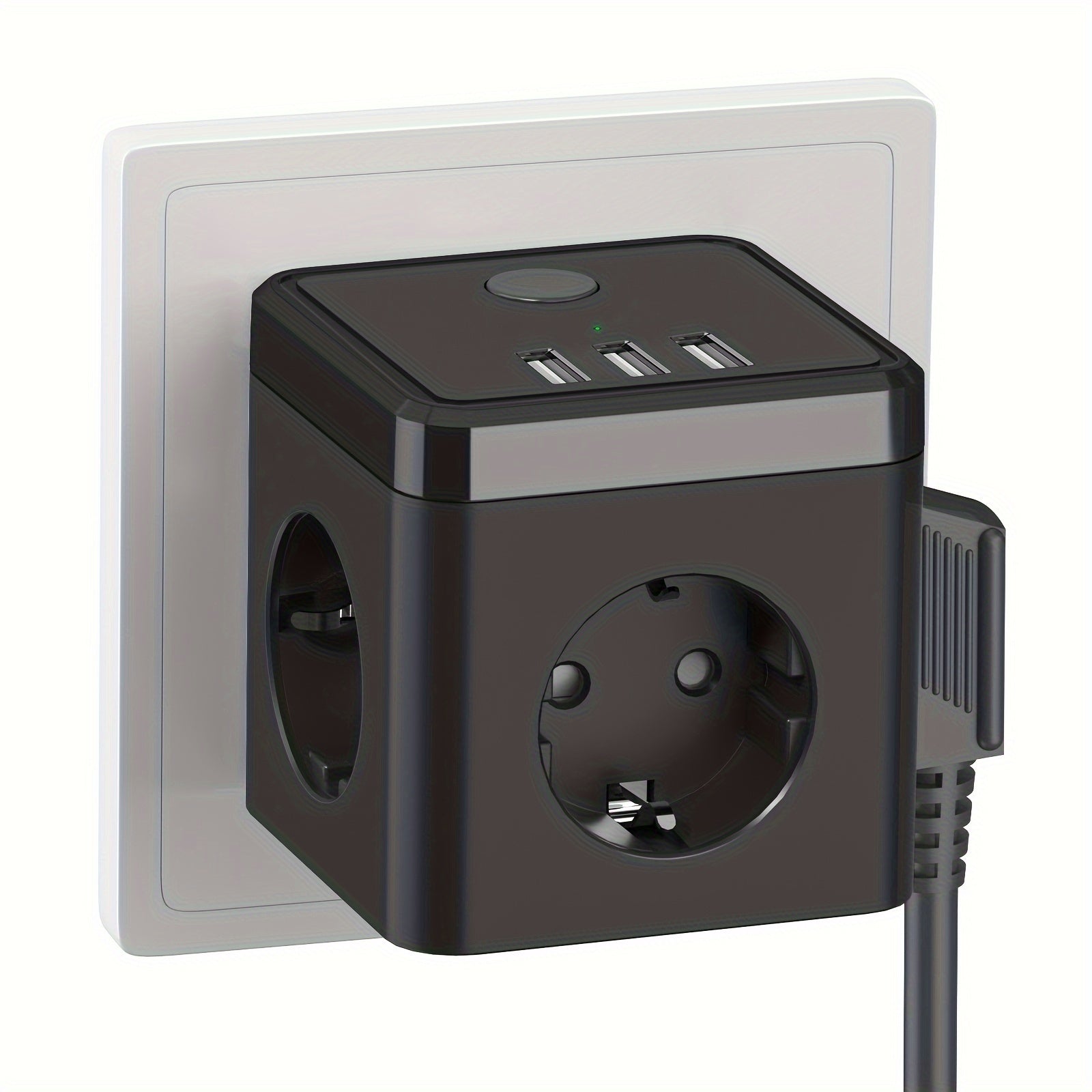 6-in-1 Power Strip Cube Outlet with 3 USB Ports Surge Protection 2500W for Home Office Travel