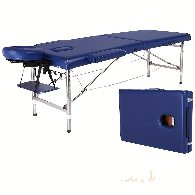 Foldable Adjustable Height Massage Table with Face Pillow for Spa Home Tattoo