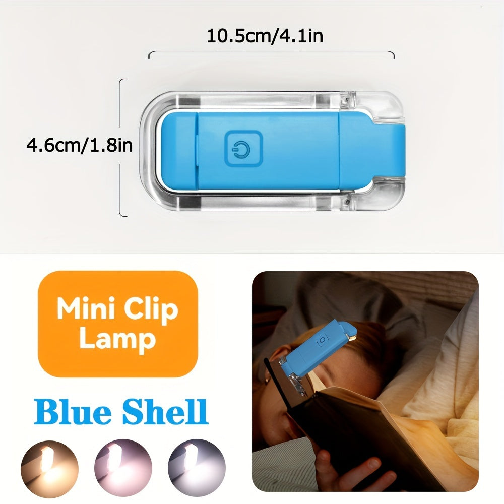 Yangi mini portativ egiluvchan o'qish lampasi, uchta yoritish rangi, sozlanadigan yorug'lik darajasi va oson saqlash uchun kitob klipi bilan, kechqurun o'qiyotganda ko'zlaringizni himoya qilish uchun mo'ljallangan.