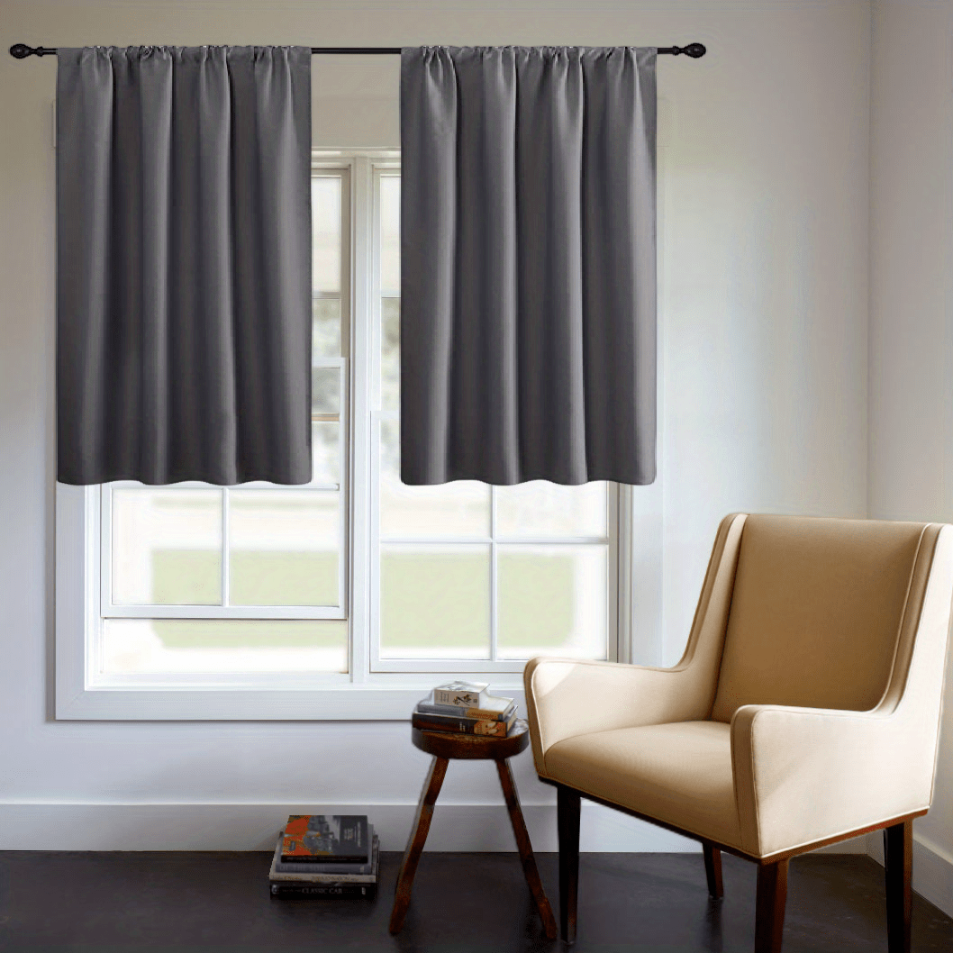 Blackout Curtain Panel Thick Rod Pocket Light Blocking Insulation Bedroom 200g