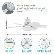 Two-Pack Smart Ceiling Fan with Remote Control LED Light Adjustable Speed for Indoor Use