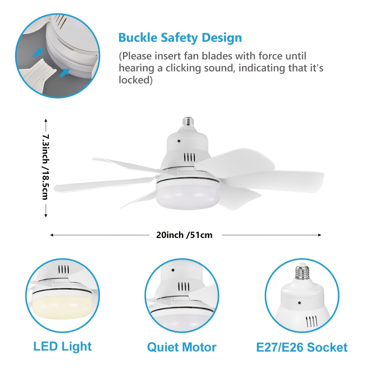 Two-Pack Smart Ceiling Fan with Remote Control LED Light Adjustable Speed for Indoor Use