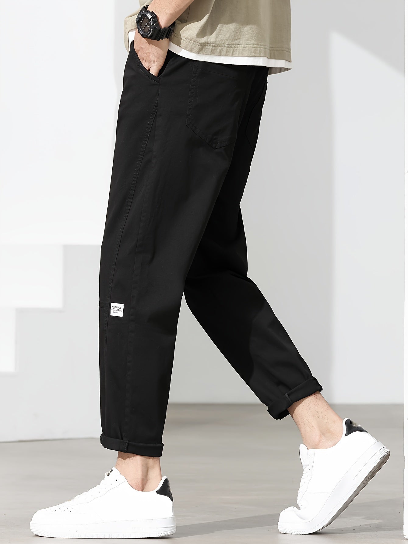 Pantalones cortos para hombre con bolsillos y estampado de alfabetos, de algodón, ajustados, de corte estrecho, casual, para todas las estaciones