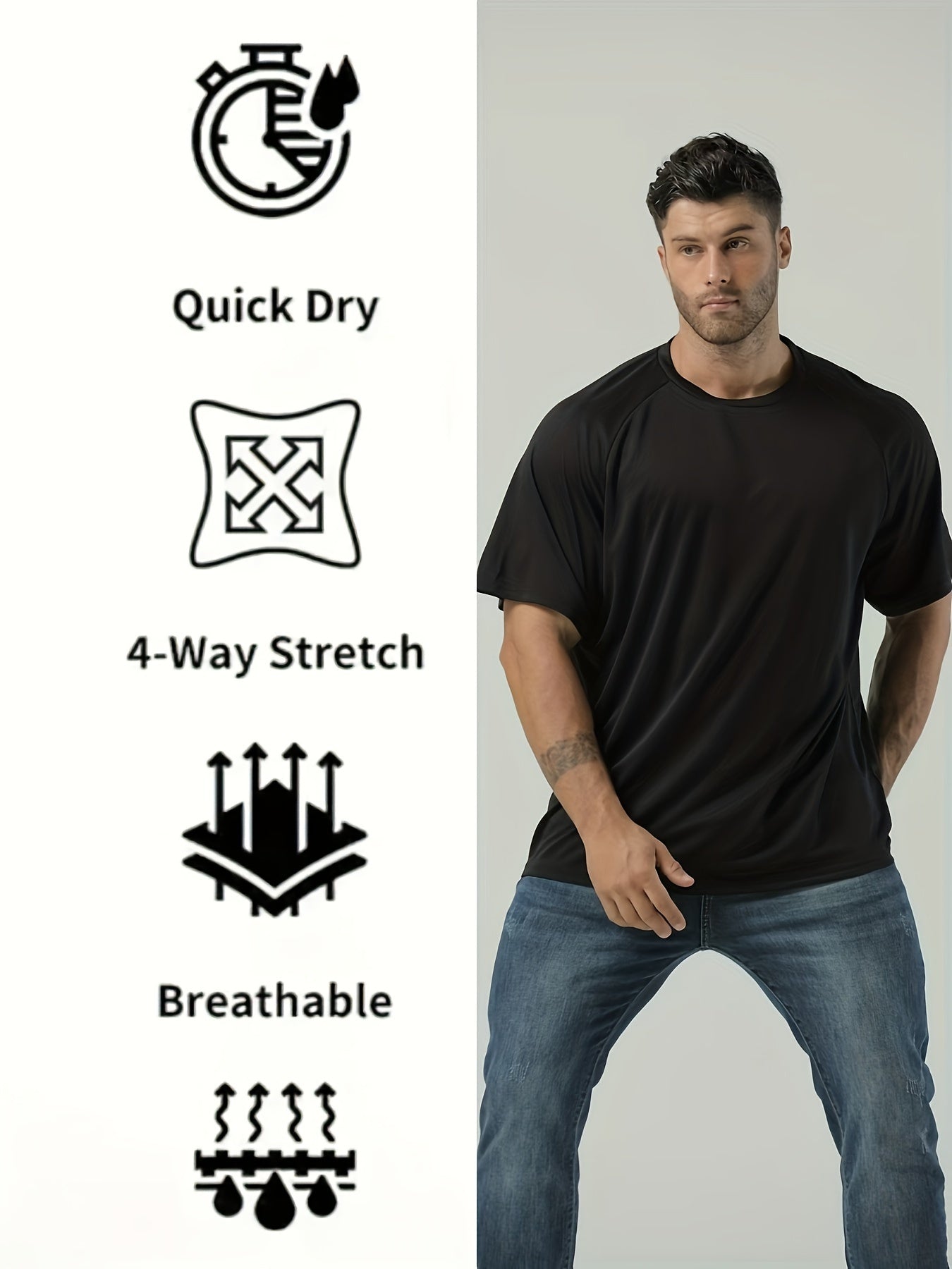 Мужские спортивные майки больших размеров, влагоотводящие, быстро сохнущие, короткий рукав, полиэстер