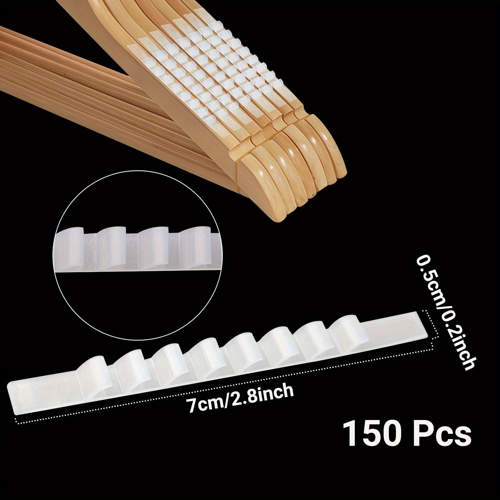 150 Pieces Non-Slip Rubber Hanger Grips with Adhesive Backing for Wooden and Plastic Hangers