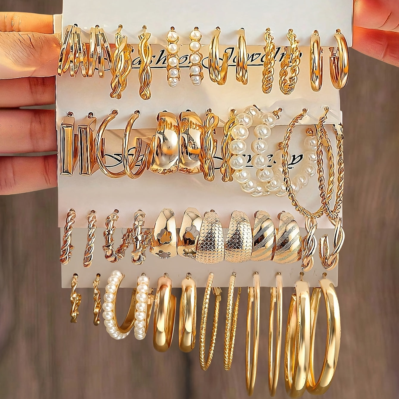 Женский набор серег-колье в бохо-стиле с геометрическими квадратами и кругами, инкрустированные жемчугом, с вырезанным цветочным узором