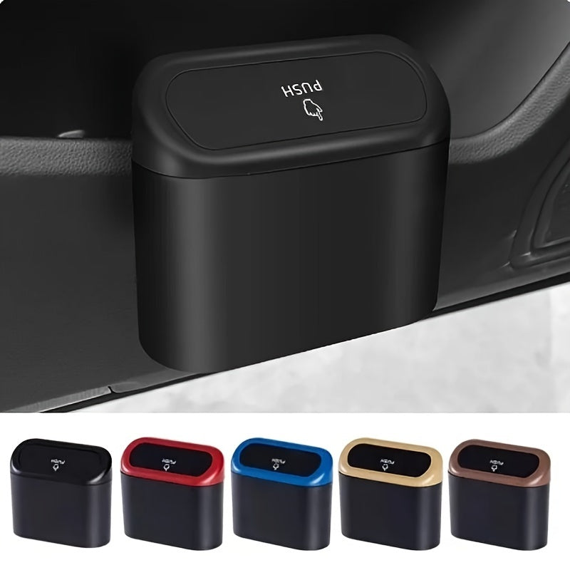 Cubo colgante para puerta de coche con tapa y organizador de almacenamiento