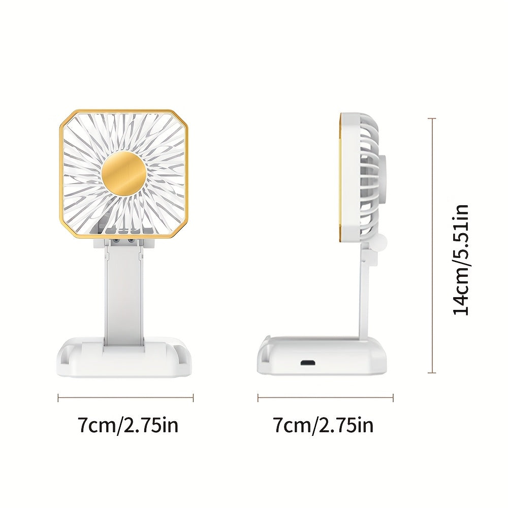 Portable USB Rechargeable Mini Fan Ice Cube Design Foldable Indoor Outdoor Summer Use