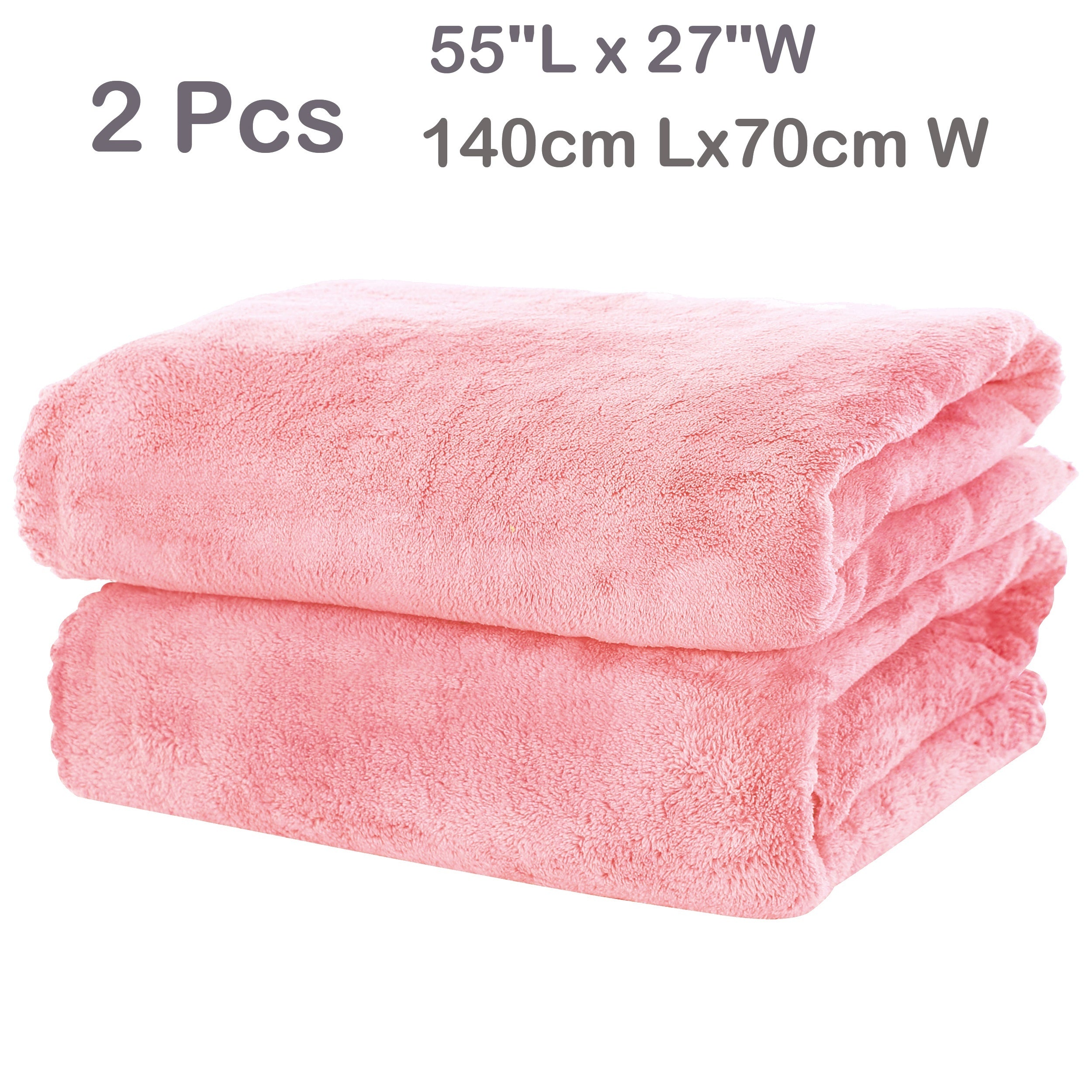 2-Piece Polyester Coral Velvet Bath Towel Set Highly Absorbent Soft for Bathroom Fitness Travel