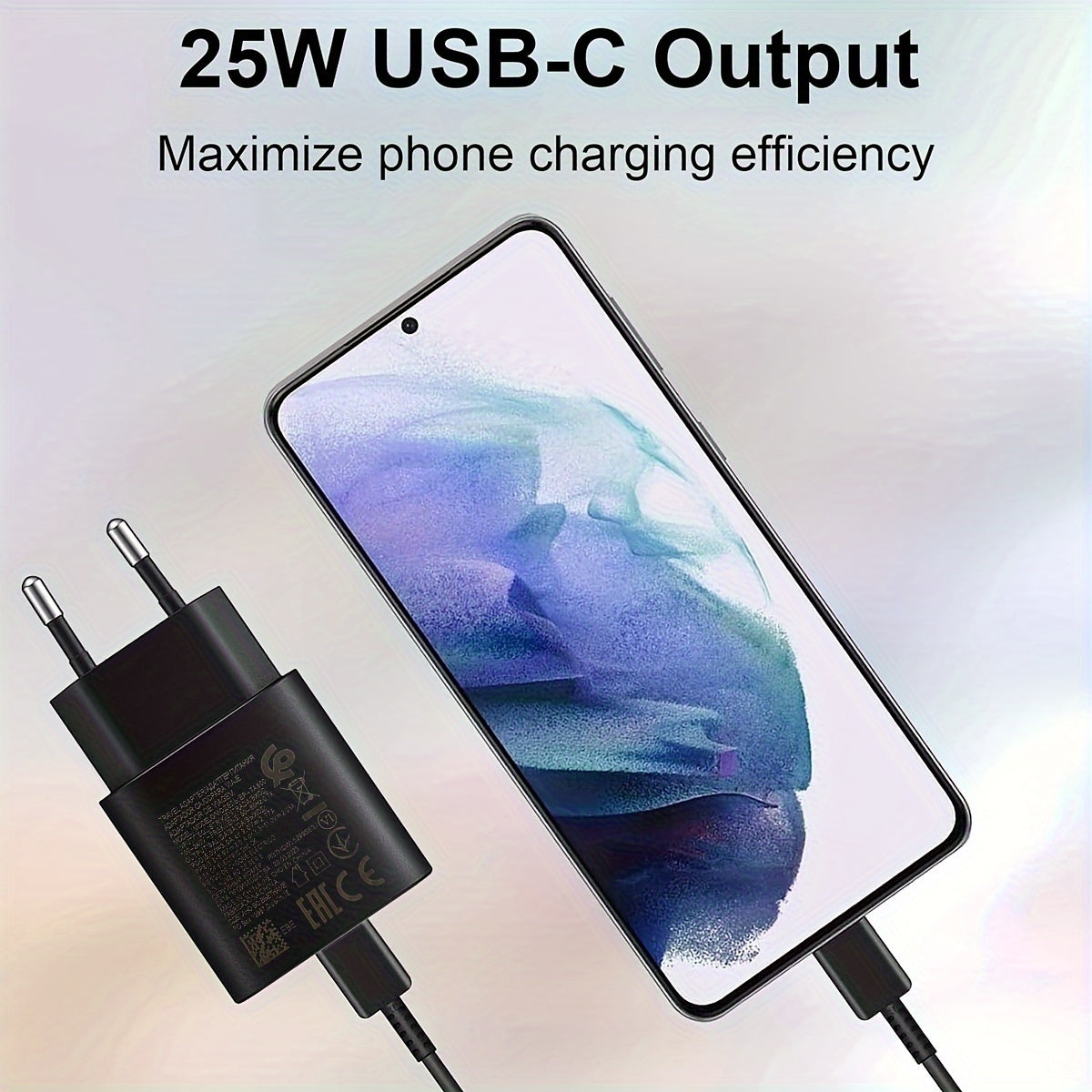 Fast Charging 25W USB C Wall Charger with Type C Cable for Samsung and iPhone