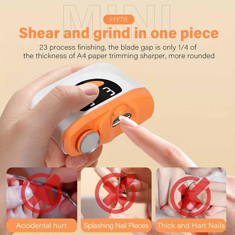 Electric Nail Trimmer with Adjustable LED Light and Three Levels Rechargeable Lithium Battery