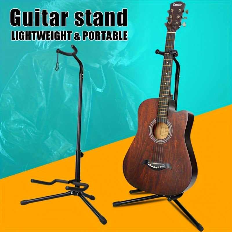 Soporte para guitarra de puerta plegable negro con altura ajustable