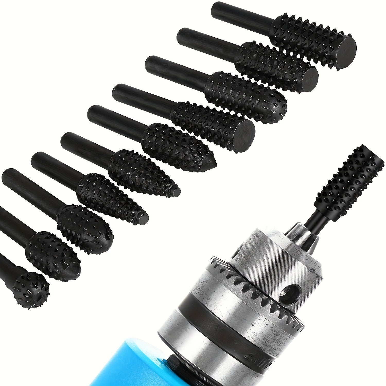 5/10pcs Wood Carving File Rasp Drill Bits 1/4 Inch 6mm Rotary Burrs for Engraving Polishing and Shaping