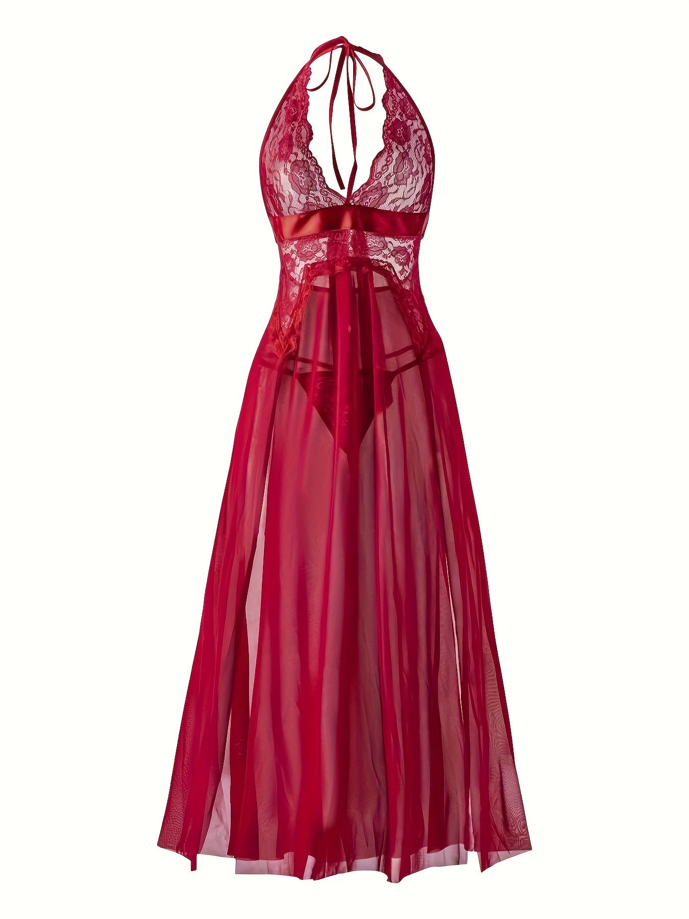 Women's Floral Print Lace-Up Nightgown with Adjustable Straps