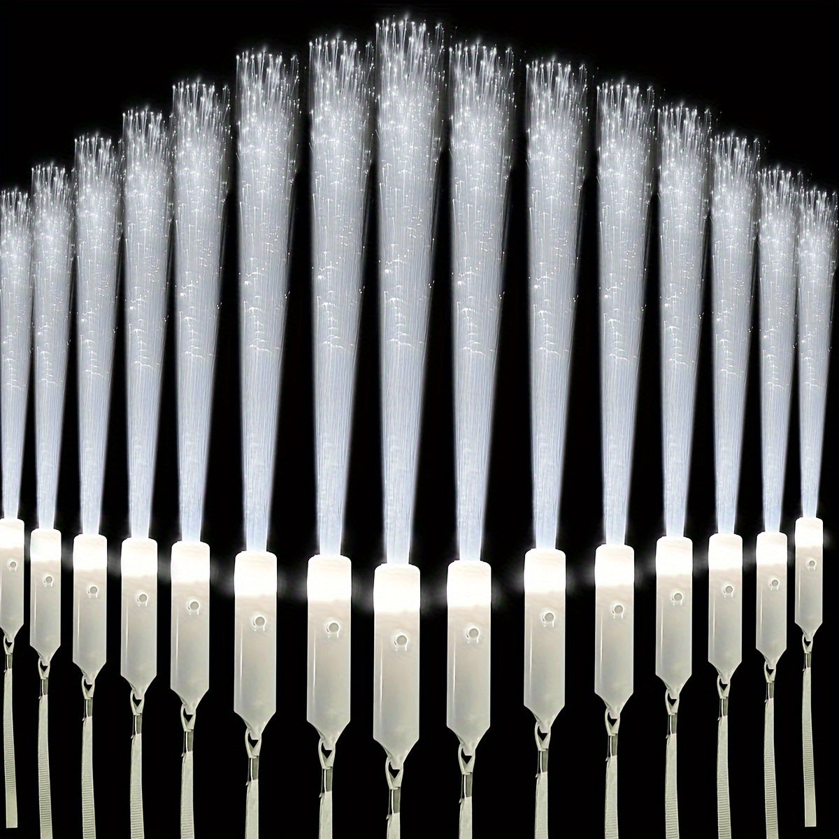 Konsert partiyalari uchun rangli tutqichli oq LED chaqnash tolasi. Yorug'lik rangi tasodifiy.