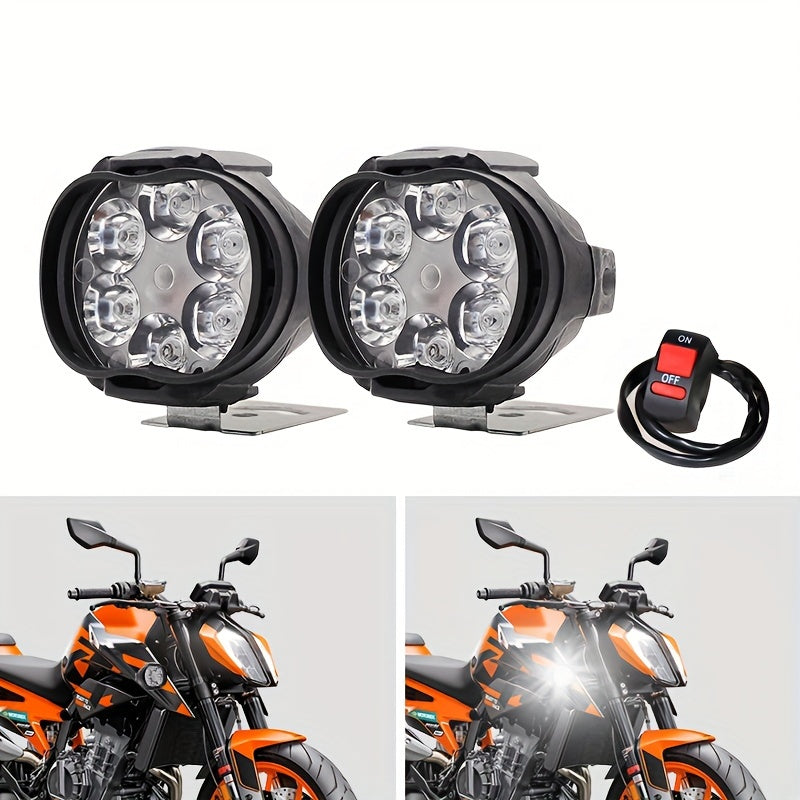 Motorcycle 6-LED Spotlights Pair Hardwired Work Lights for Vehicles