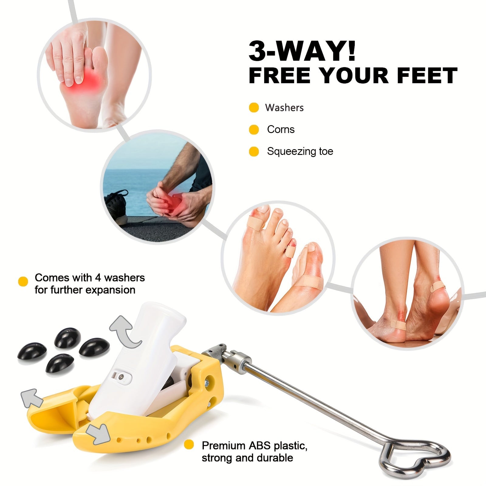 Adjustable Shoe Stretcher for Men Women Plastic Boot Heel Repair Yellow