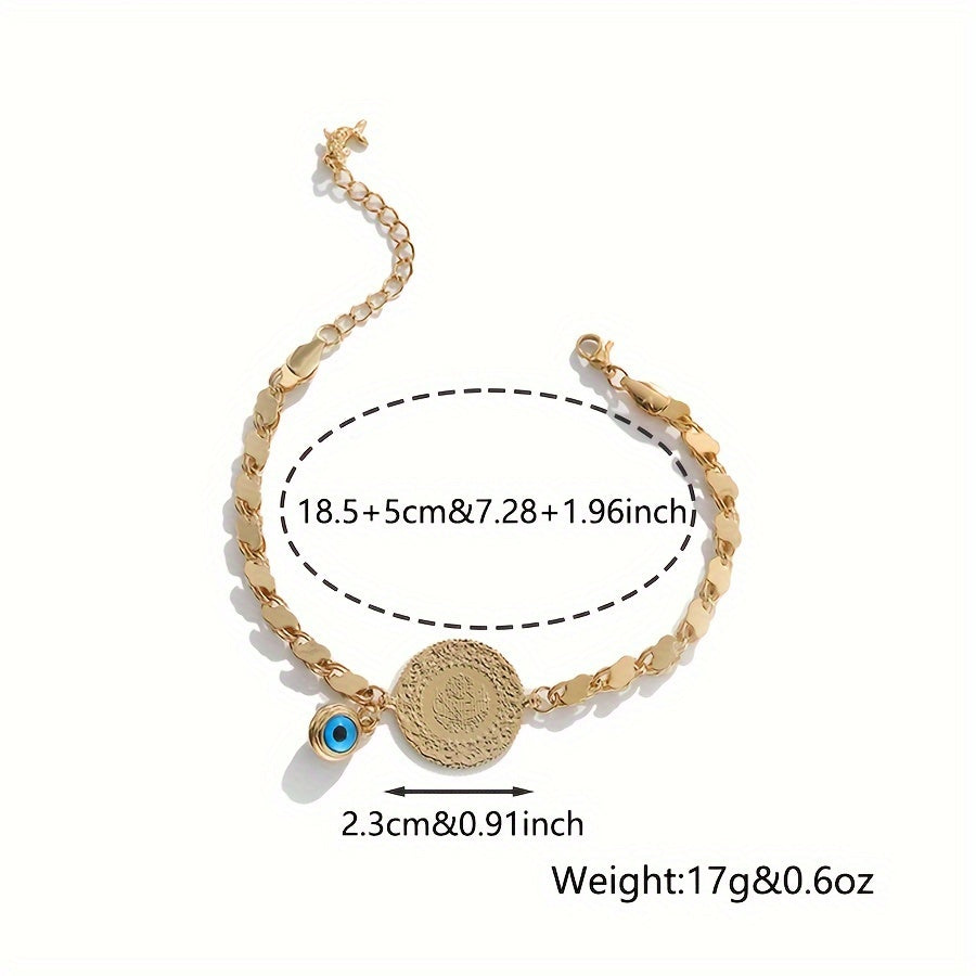 Chiroyli Qo'lda Yasalgan Yomon Ko'z Charm Bilaguzuk - Har Kun Ki Ki Wearing Uchun Ideal, Noyob Oltin Qoplangan Mis Tangalar Bilan