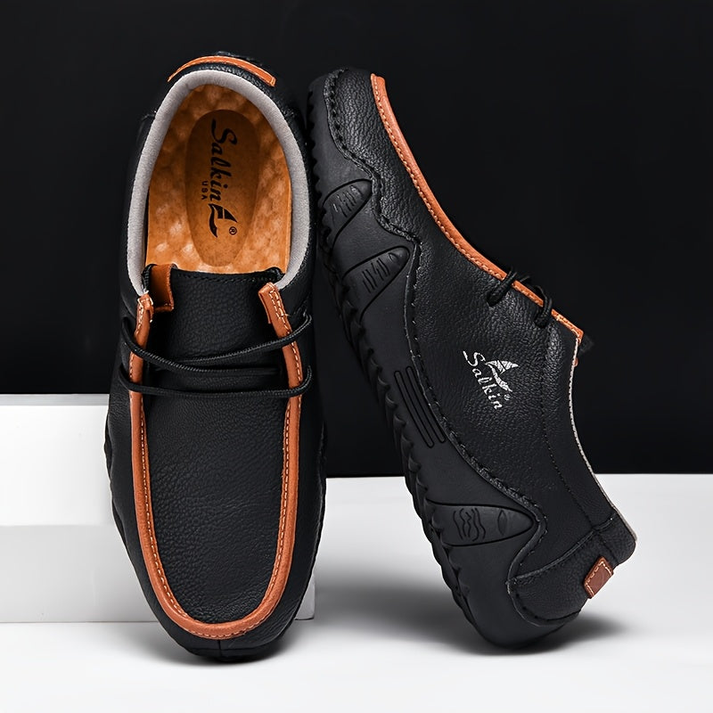 Women's Casual Lace-Up Loafers Flat Shoes Rubber Sole Flannel Lining