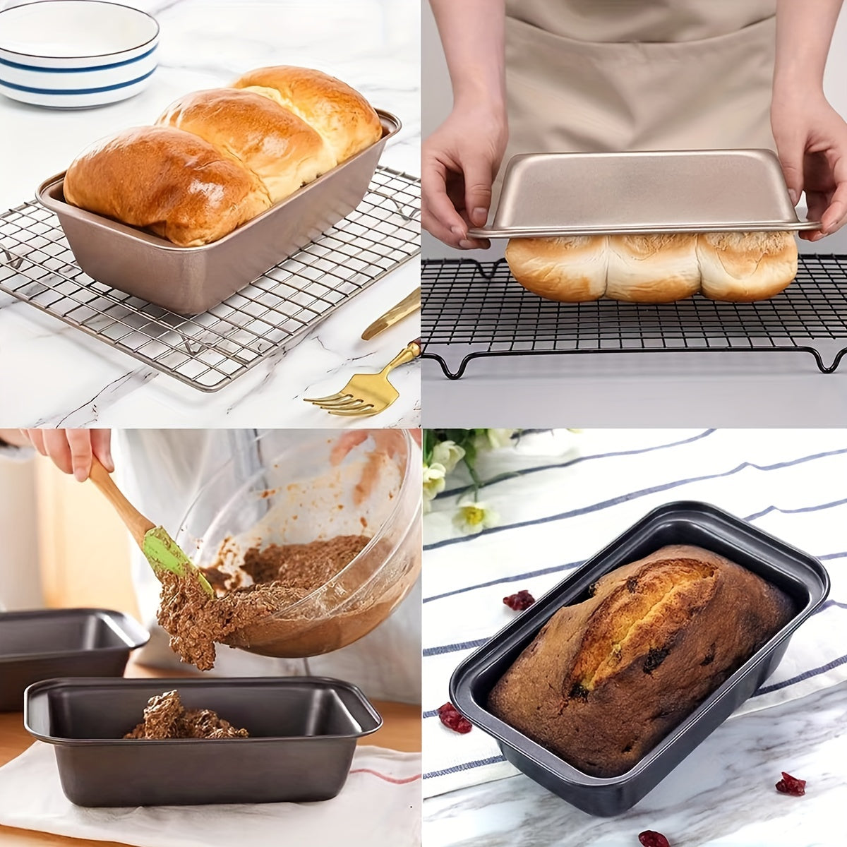 Nonstick Loaf Pan for Baking Bread Cakes and Meatloaf, Rectangular Carbon Steel