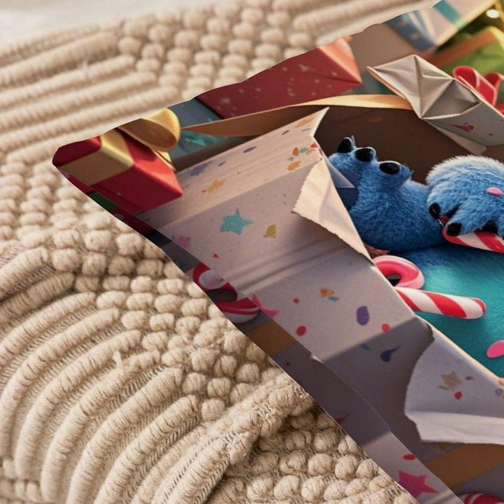 Set of 2 Christmas Stitch Throw Pillow Covers Cushion Cases for Couch and Home Decor