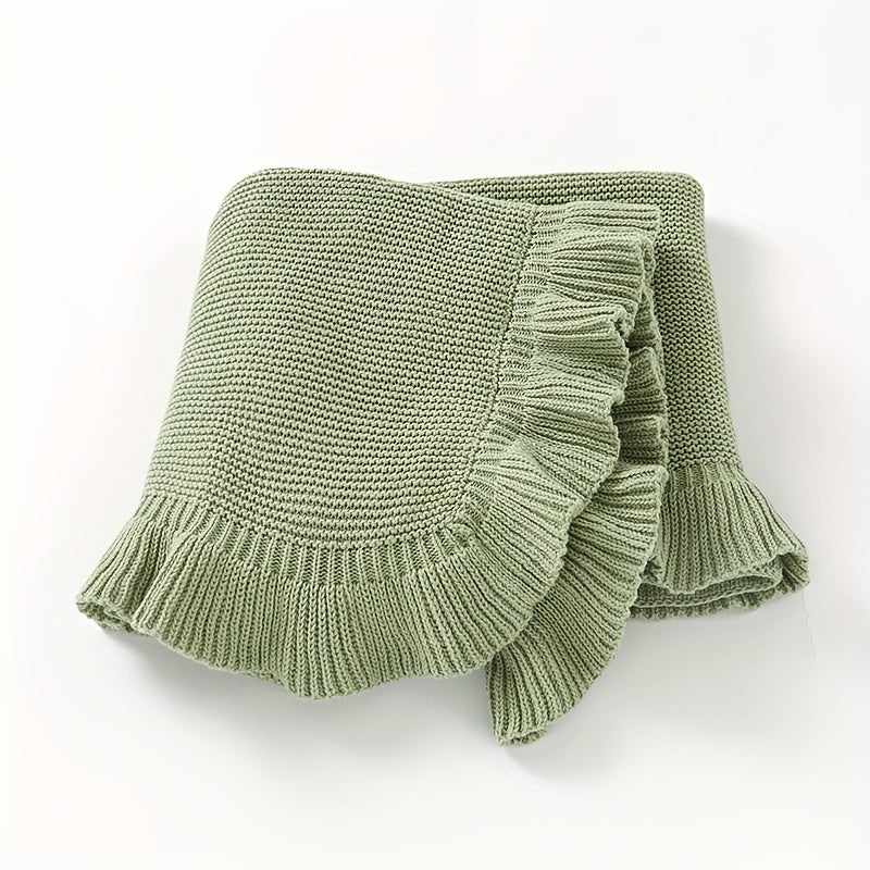 Infant Stroller Blanket Quilt with Lotus Leaf Edge for Toddlers