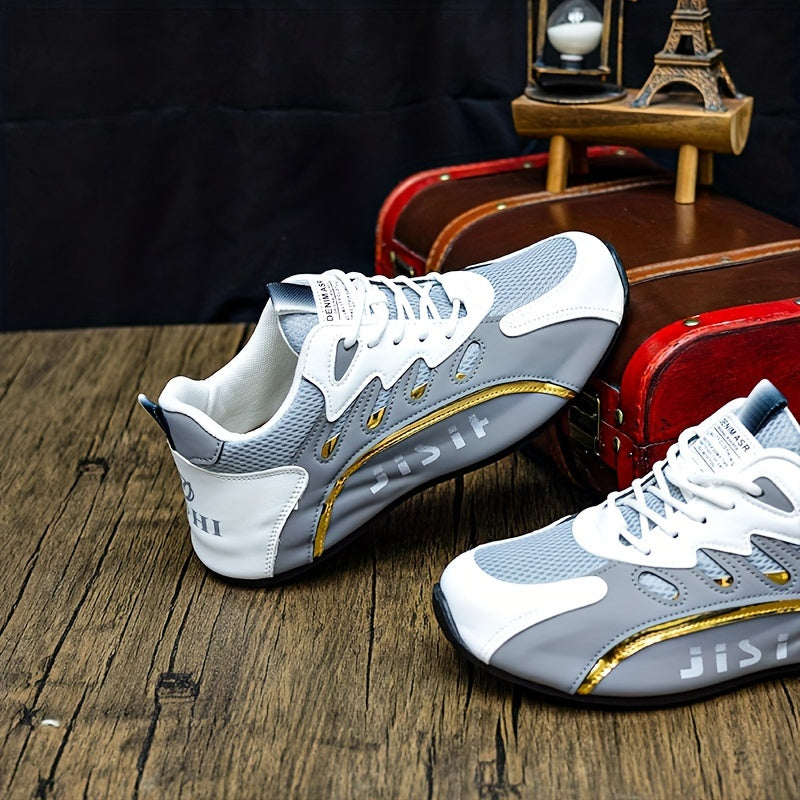 Erkaklar uchun yengil denim yugurish poyabzallari, sirpanmaydigan bog'ichli dizayn va aşınmaya chidamli sun'iy yuqori qismi bilan. EVA ichki qismi, tasodifiy ko'cha uslubi, bir rangli, piyoda yurish va ochiq havoda foydalanish uchun mos.