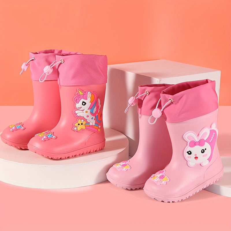 Unisex PVC Rain Boots for Boys and Girls Long Waterproof Shoes for All Seasons