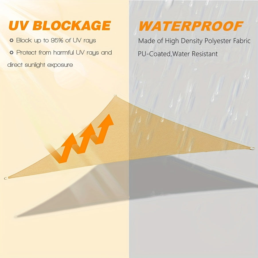 Triangle Sun Shade Sail Beige Polyester UV Protection for Outdoor Patio Garden Yard