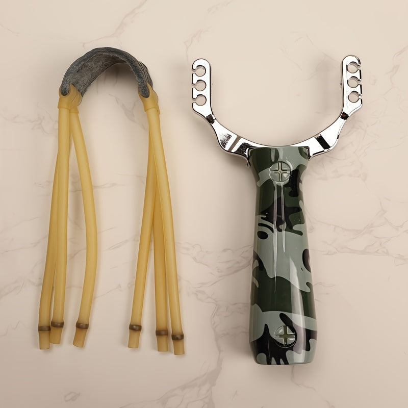 Alloy Slingshot with Plastic Handle Camouflage Design for Outdoor Shooting