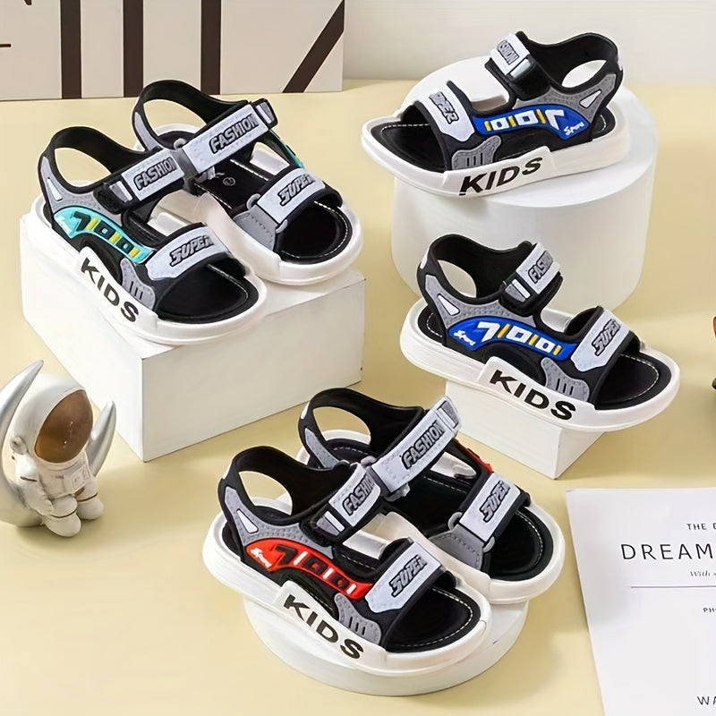 Boys' Open-Toe Sandals Adjustable Straps Indoor Outdoor PVC Microfiber Non-Slip