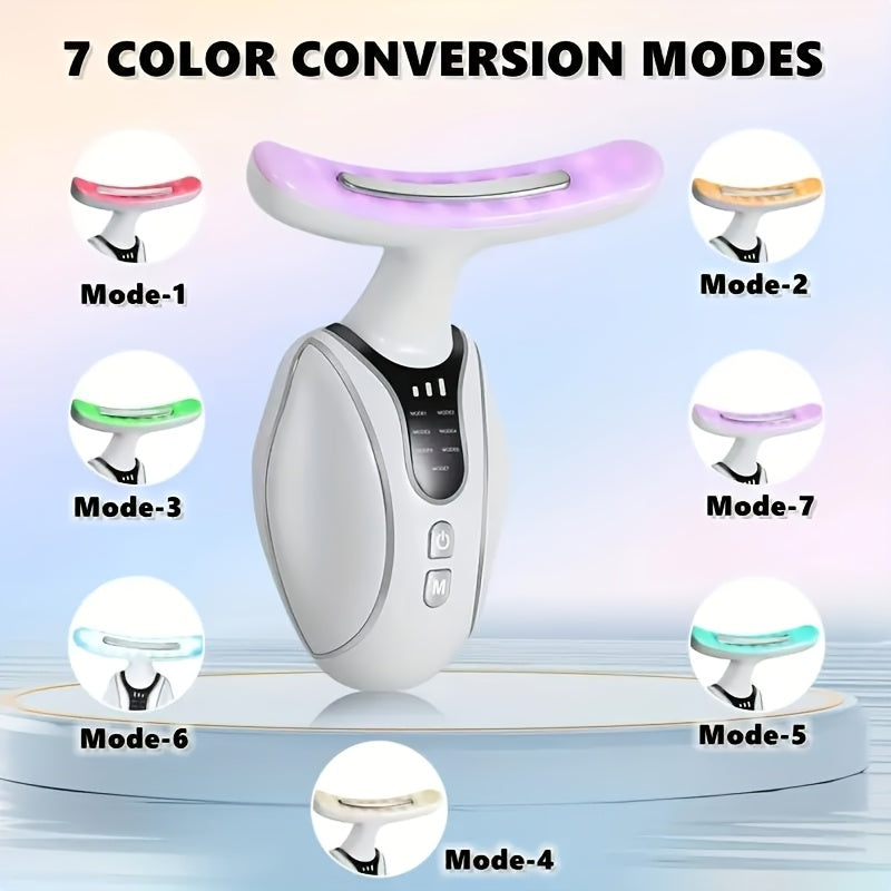 7-в-1 портативный массажер для шеи и лица, перезаряжаемый через USB, инструмент для красоты лица для женщин и девушек