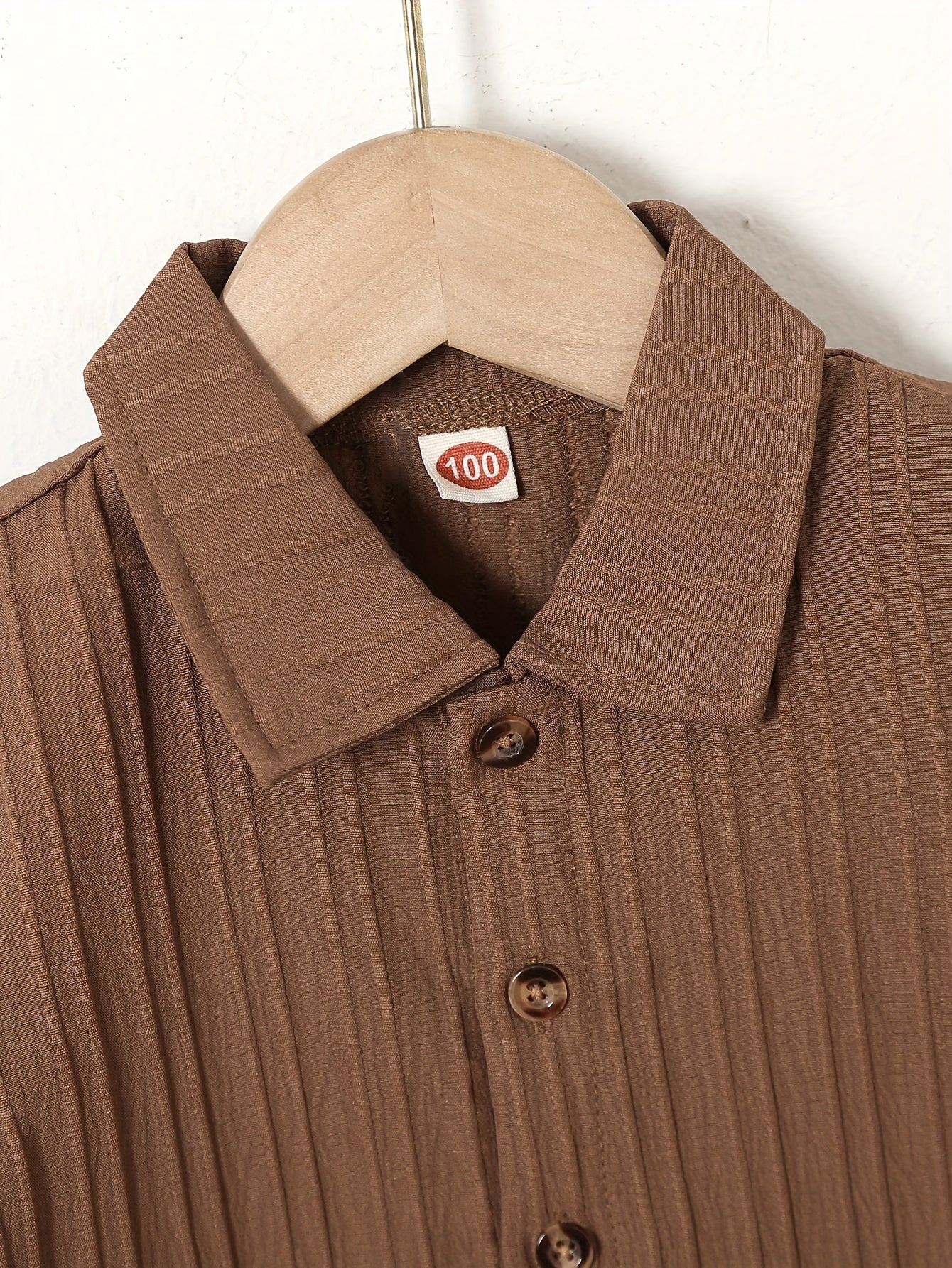 Kids Boy's Short Sleeve Solid Color Button Front Shirt and Shorts Set