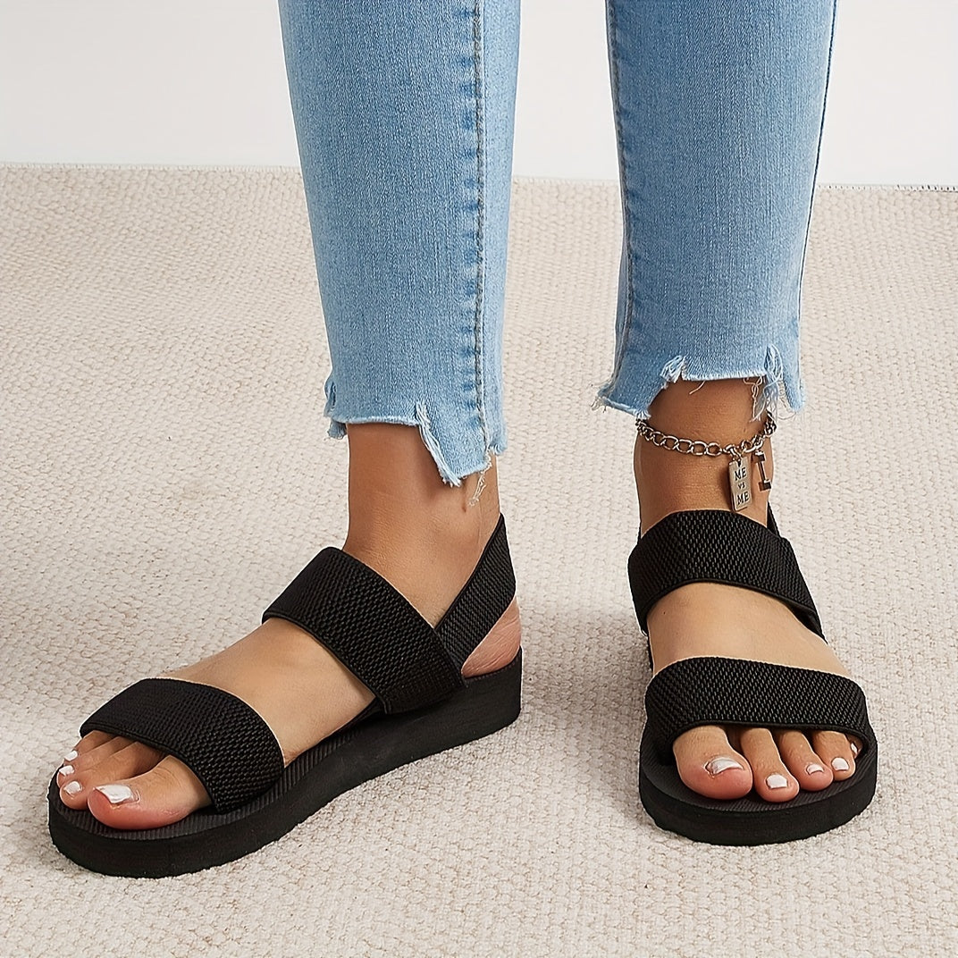 Women's Flat Sandals Faux Rope Sole Breathable Fabric Cushioned Comfortable