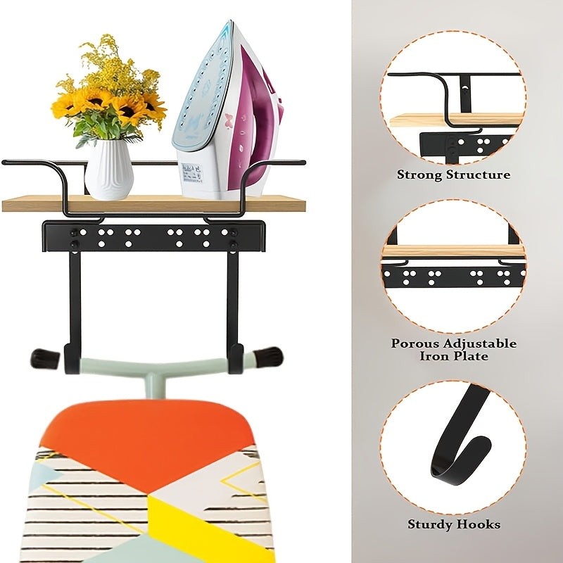 Adjustable Iron Wall Hangers with Silicone Pads and Wire Straps for Ironing Boards