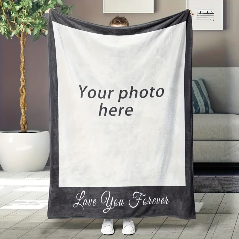 Custom Flannel Photo Blanket for Gifting and Home Use, Warm Throw for Sofa Bed Outdoor