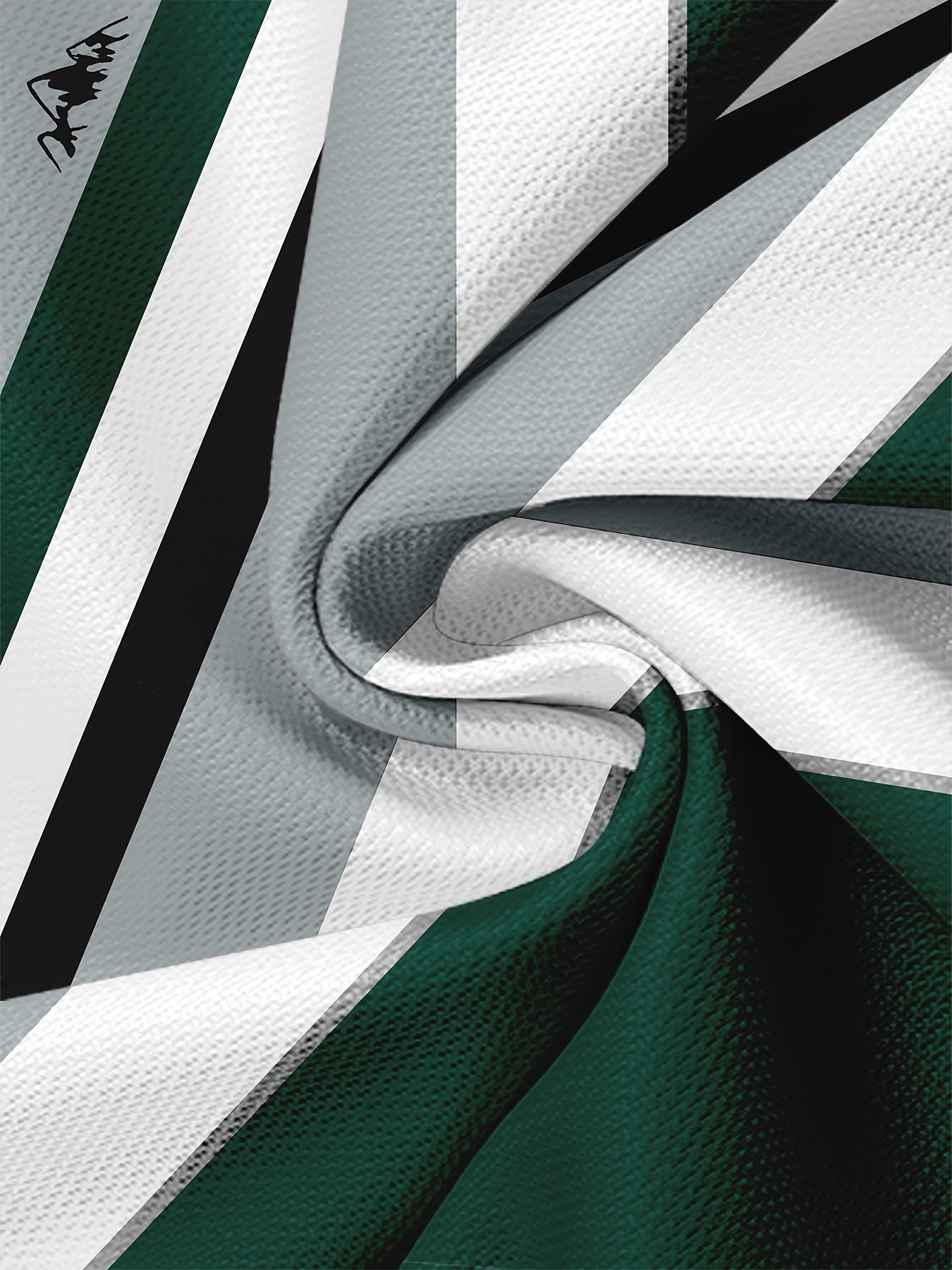 Camiseta de manga larga para hombre de poliéster a rayas, ajuste regular, para todas las estaciones, verde y blanca