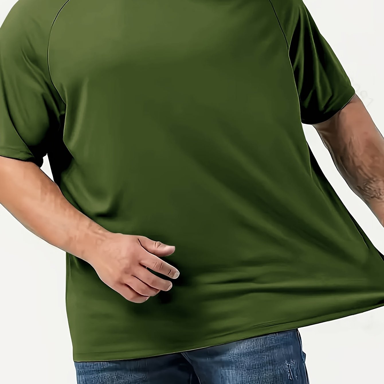Plus Size Men's Athletic T-Shirt Short Sleeve Polyester Solid Casual Sports Leisure