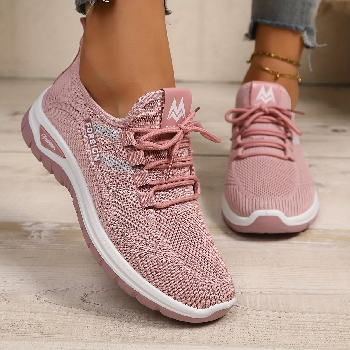 Women's Breathable Mesh Low-Top Sneakers for Running and Walking