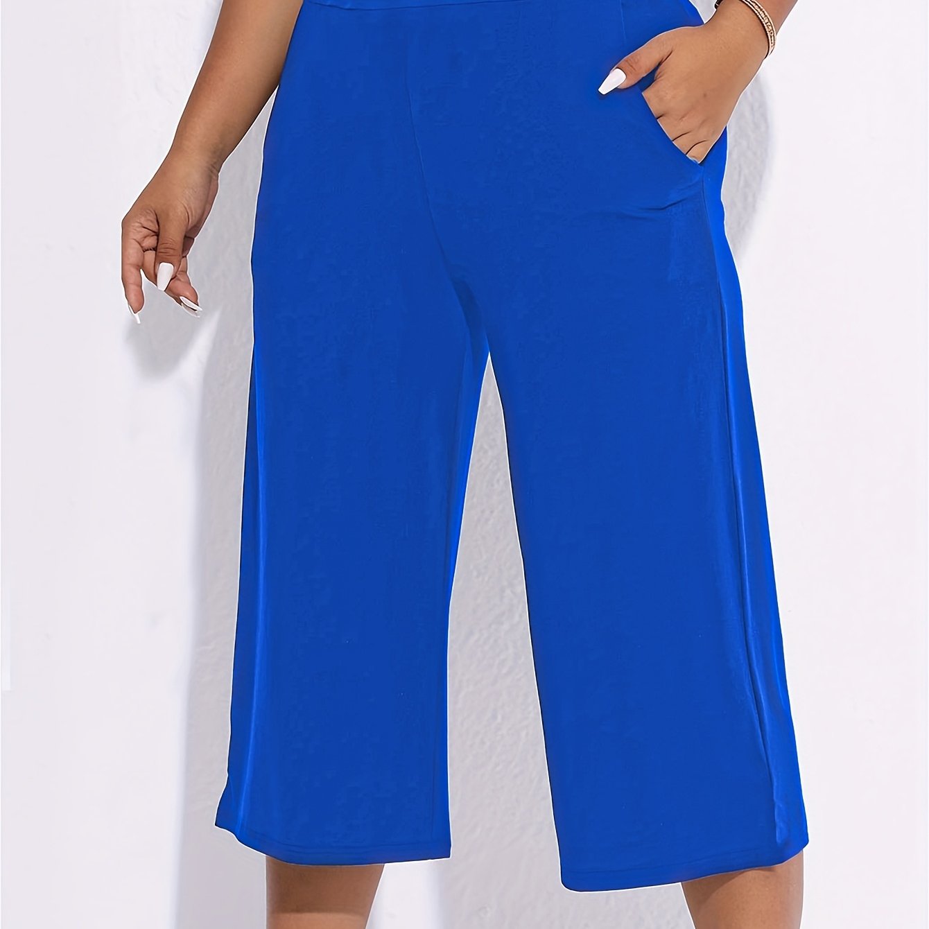 Plus Size Women's Black Straight Leg Pants Stretchy Comfortable Casual