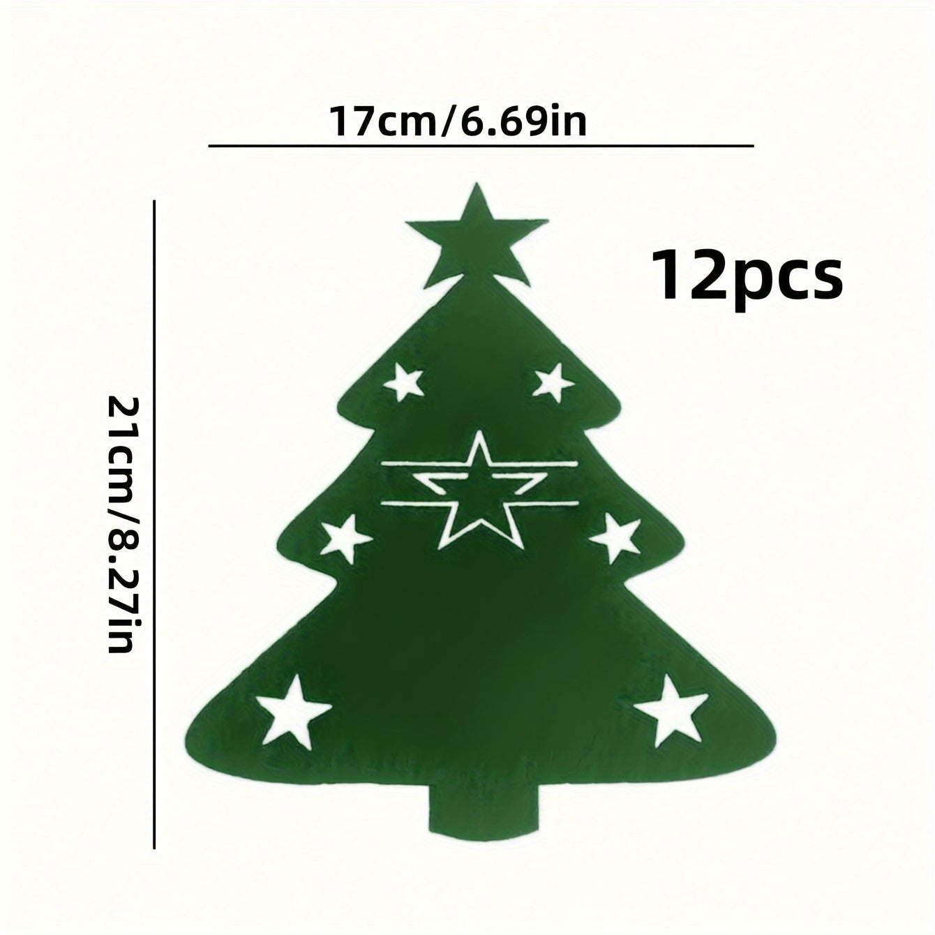 12pc Felt Mini Christmas Trees for Table Decor, Fork and Spoon Bag
