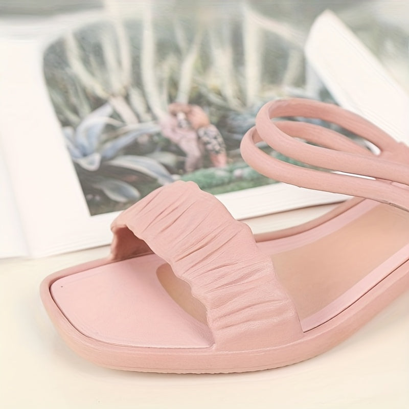 Ayollar yozgi kvadrat barmoqli ochiq barmoqli pastki poyabzal yengil zamonaviy