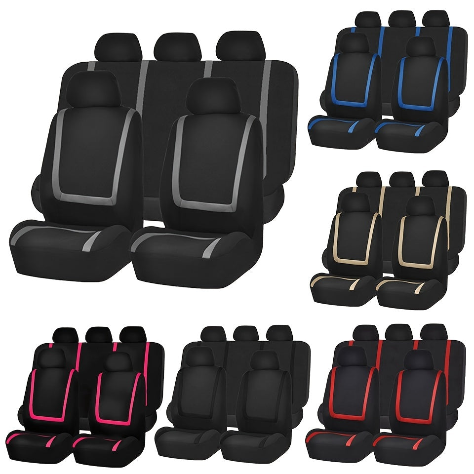 9PCS Car Seat Cover U-Shaped Strips Set Universal Fit Durable Fabric