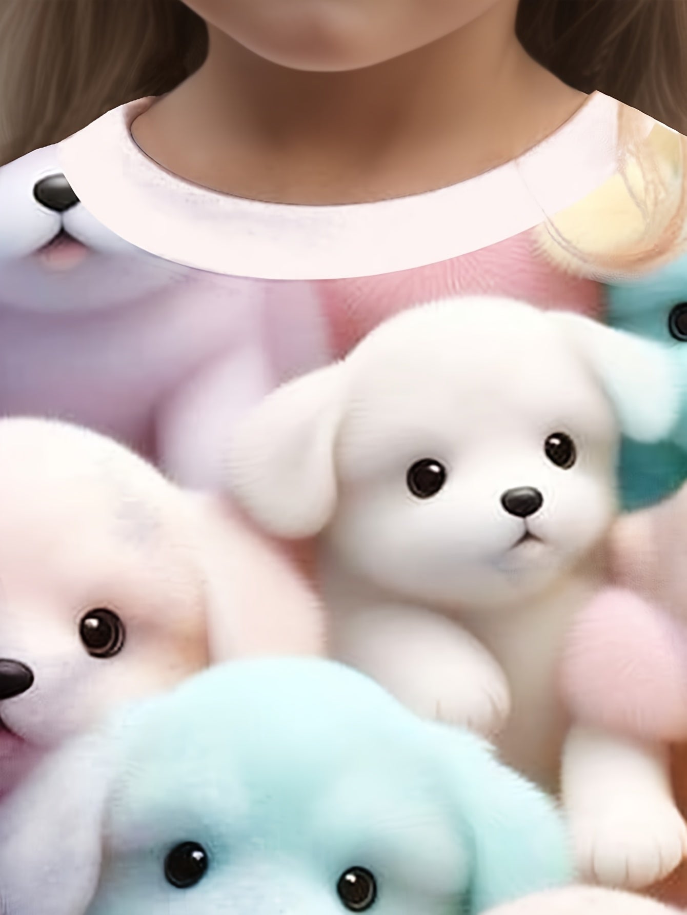 Girls' Long Sleeve Crew Neck T-Shirt with Puppy Print Animal Pattern for Girls 12 and Under